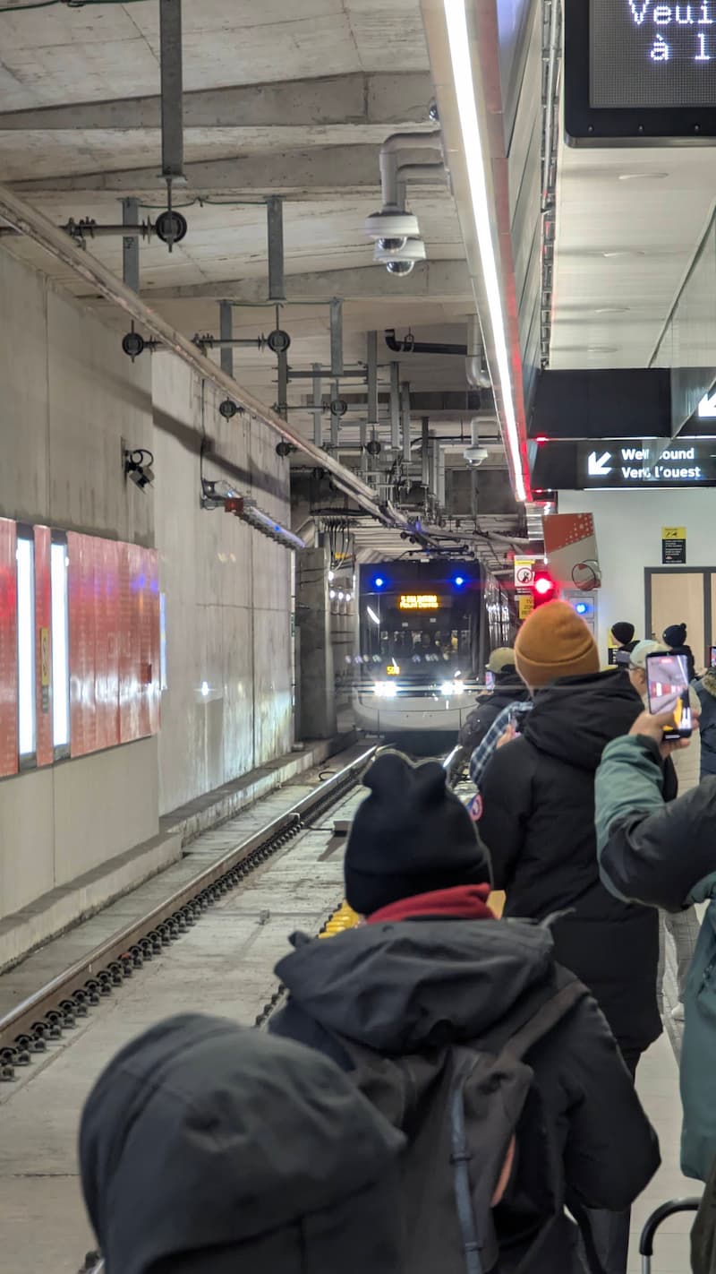 Arrival of a Crosstown LRT train